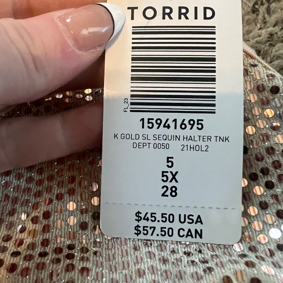 NWT Torrid womens size 5/5x sparkly gold high neck flowy loose tanktop - Picture 4 of 6